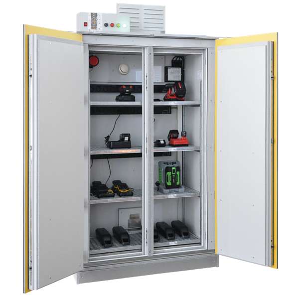 Szafa ognioodporna Topserw BATT-90 XL, ładowanie baterii, 4 półki, 20 gniazd, SAFE PRO, 90 min