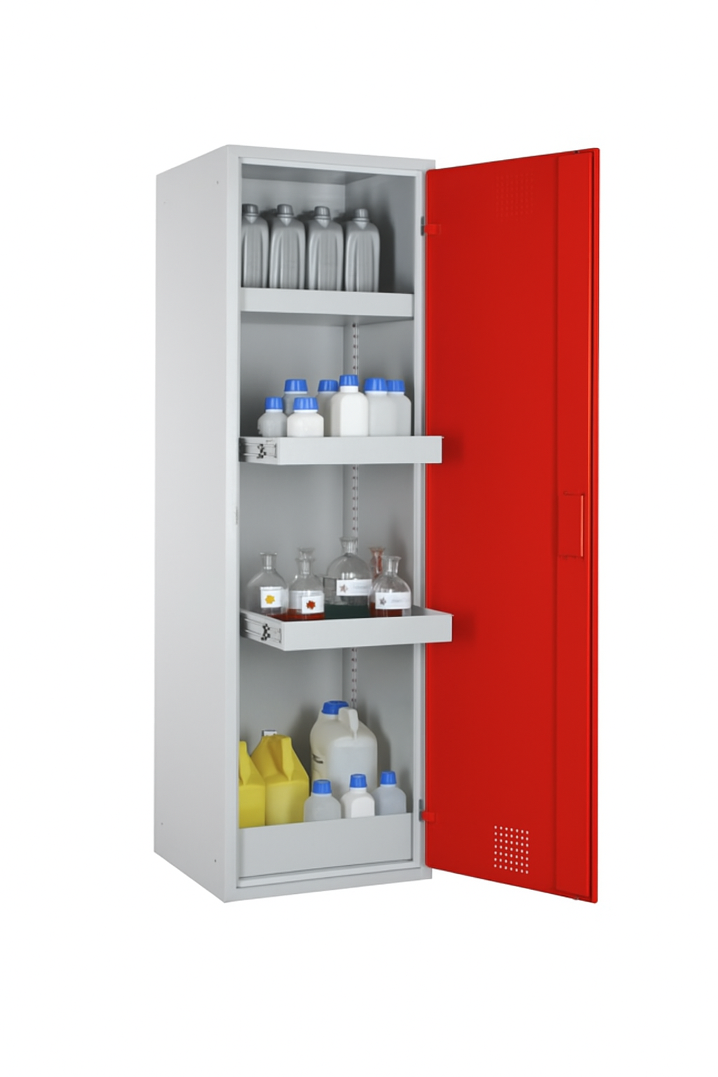 Szafa zabezpieczająca (trujące) Topserw SLIM S, 1-drzwiowa, CLA czerwone, 2 półki wysuwane, CHS 600 VS