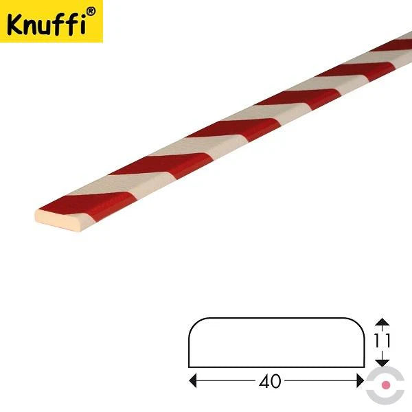 Elastyczny profil ostrzegawczo-ochronny Knuffi, typ F, biały/czerwony, 50 m