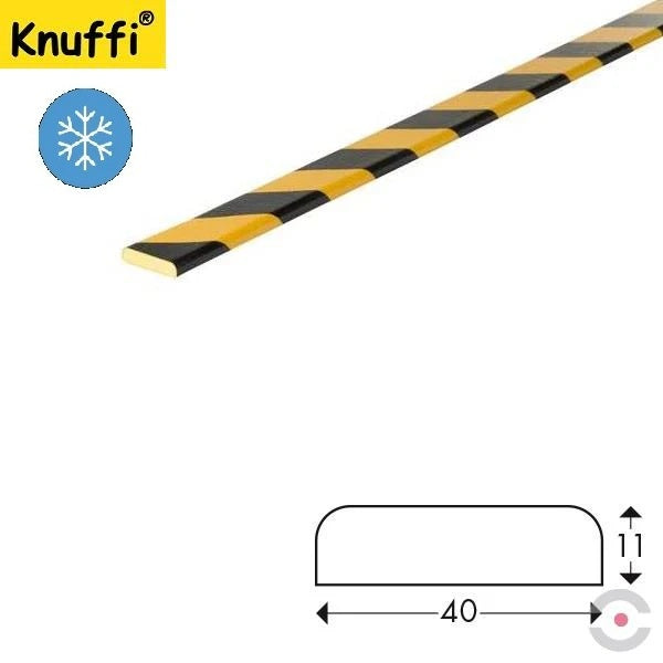 Elastyczny profil ostrzegawczo-ochronny Knuffi, typ F, mrozoodporny, żółty/czarny, 1000 mm