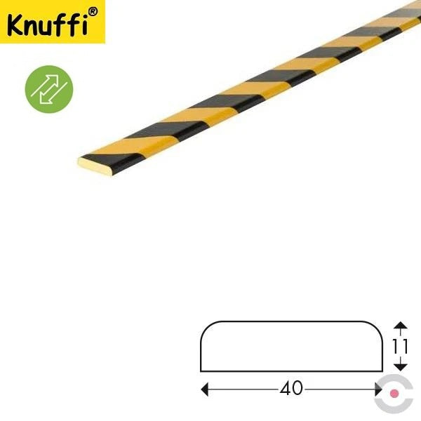 Elastyczny profil ostrzegawczo-ochronny Knuffi, typ F, wielokrotny montaż, żółty/czarny, 1000 mm