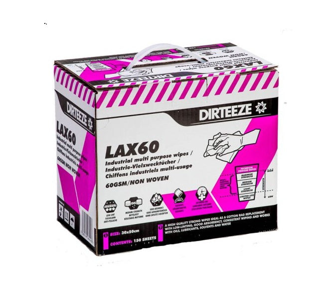 Ściereczka czyszcząca, włókninowa DIRTEEZE LAX60, 30*50 cm, pudełko dozujące, 150 szt.