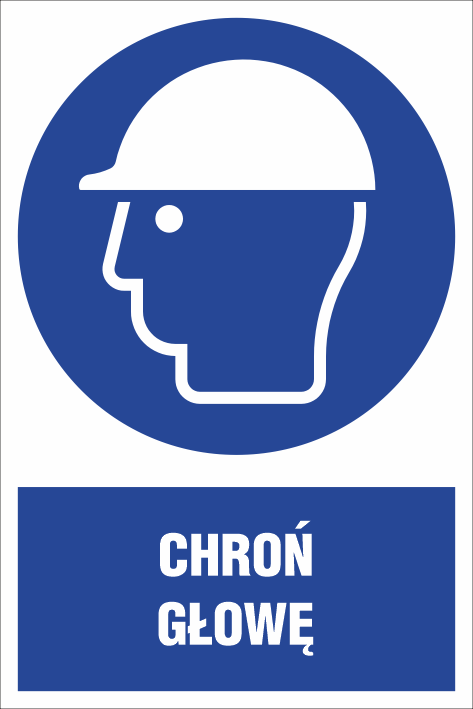 Znak BHP Chroń głowę 200x300mm P (M014/1)