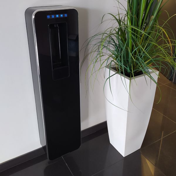 Dystrybutor wody pitnej Zdrojownia FLAT FIZZ, przycisk, czarny, woda gazowana, chłodzona