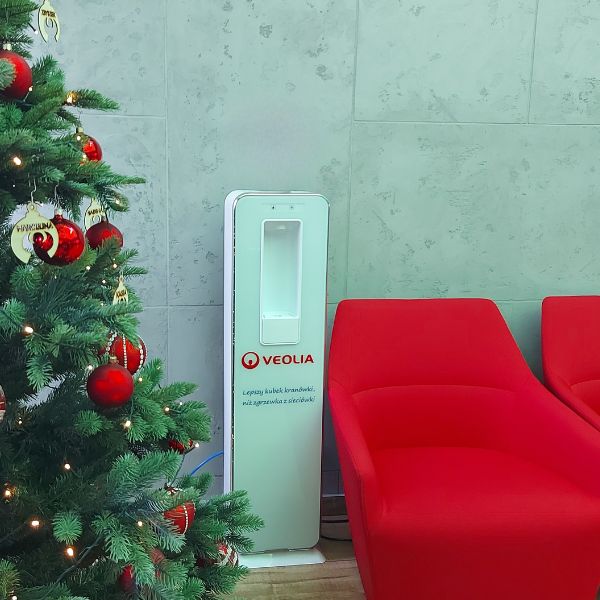 Dystrybutor wody pitnej Zdrojownia FLAT FIZZ, przycisk, podajnik do kubków, biały, woda gazowana, chłodzona