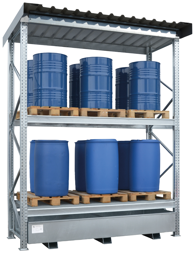 Regał paletowy Topserw, 1 moduł, 12*200 l / 4*1000 l, bez ścian