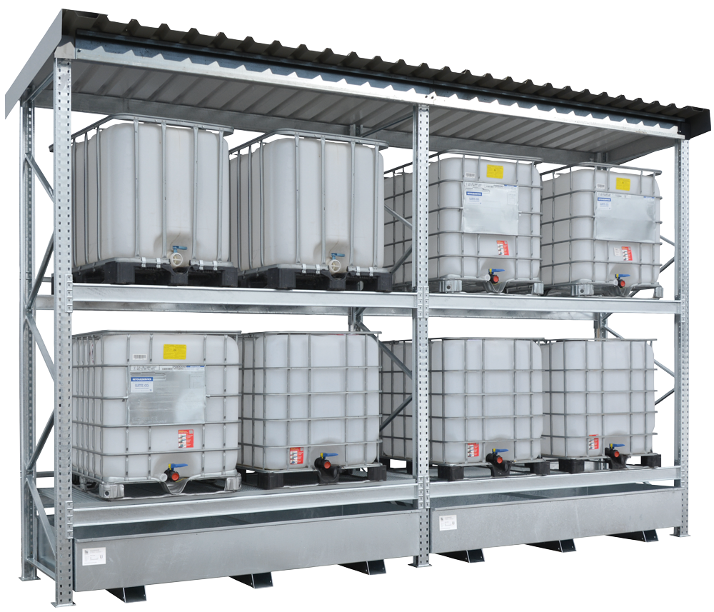 Regał paletowy Topserw, 2 moduły, 24*200 l / 8*1000 l, bez ścian