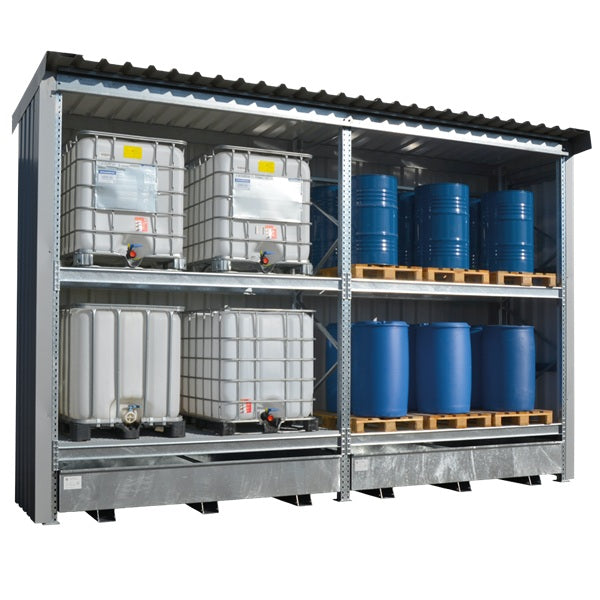 Regał paletowy Topserw, 2 moduły, 24*200 l / 8*1000 l, obudowany
