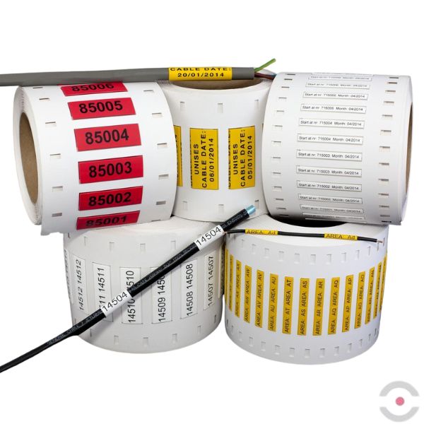 Etykiety, rurki termokurczliwe do kabli (taśma/sztuka), S*D 38*11 mm, 500 szt., żółte