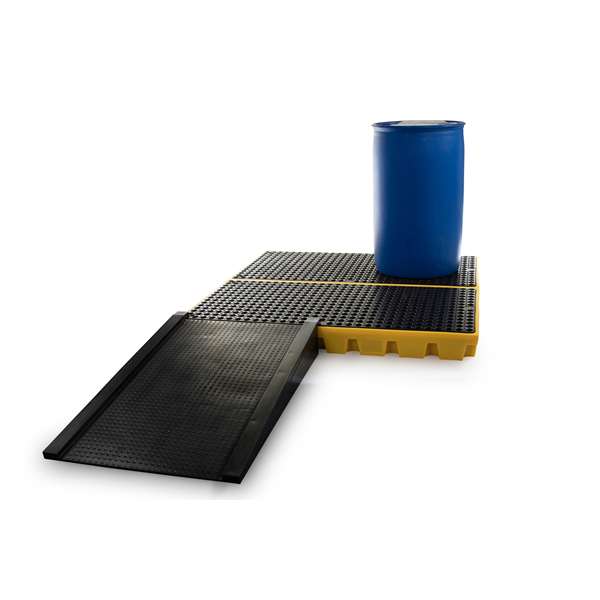 Platforma robocza polietylenowa Topserw 240 l, beczka 4*200 l, wanna wychwytowa, żółty, LOW