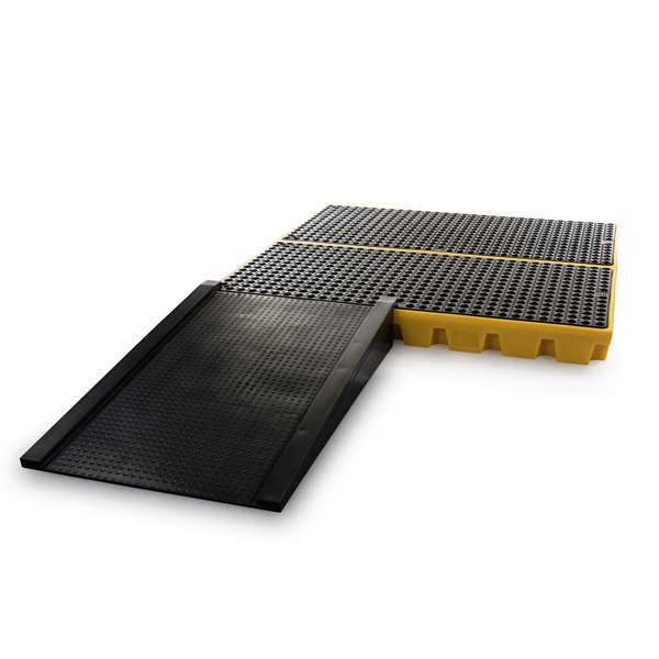 Platforma robocza polietylenowa Topserw 240 l, beczka 4*200 l, wanna wychwytowa, żółty, LOW