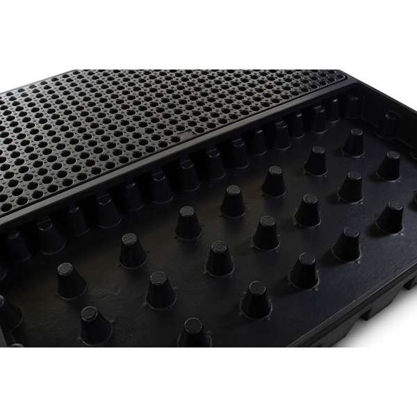 Platforma robocza polietylenowa Topserw 240 l, beczka 4*200 l, wanna wychwytowa, czarny, LOW