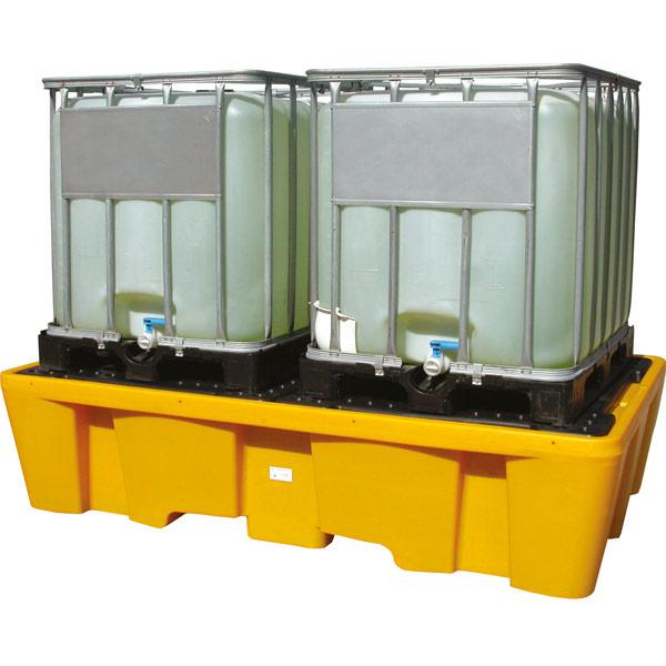 Wanna wychwytowa polietylenowa Topserw 1130 l, IBC 2*1000 l, kratownica, żółty, MEGA