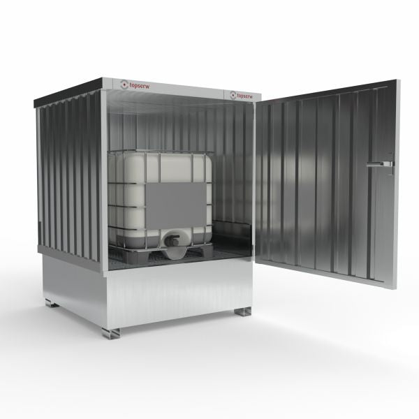 Magazyn chemiczny nieizolowany Topserw, SLH 1,5*1,5, S*G*W 1700*1700*2250 mm, 1000 l (1*KTC/IBC), galwanizowany, jednomodułowy