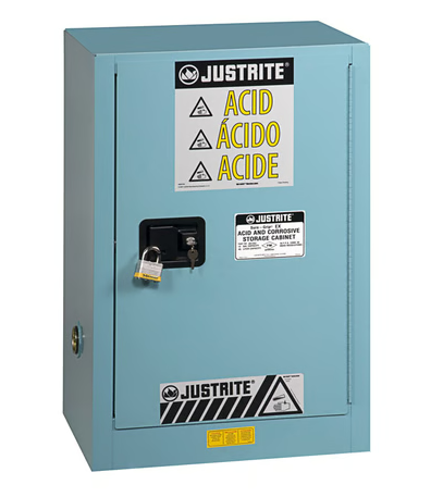 Szafa zabezpieczająca (korozyjne) Justrite TABLE S, 57 l, 1-drzwiowa MS, 1 półka, niebieski