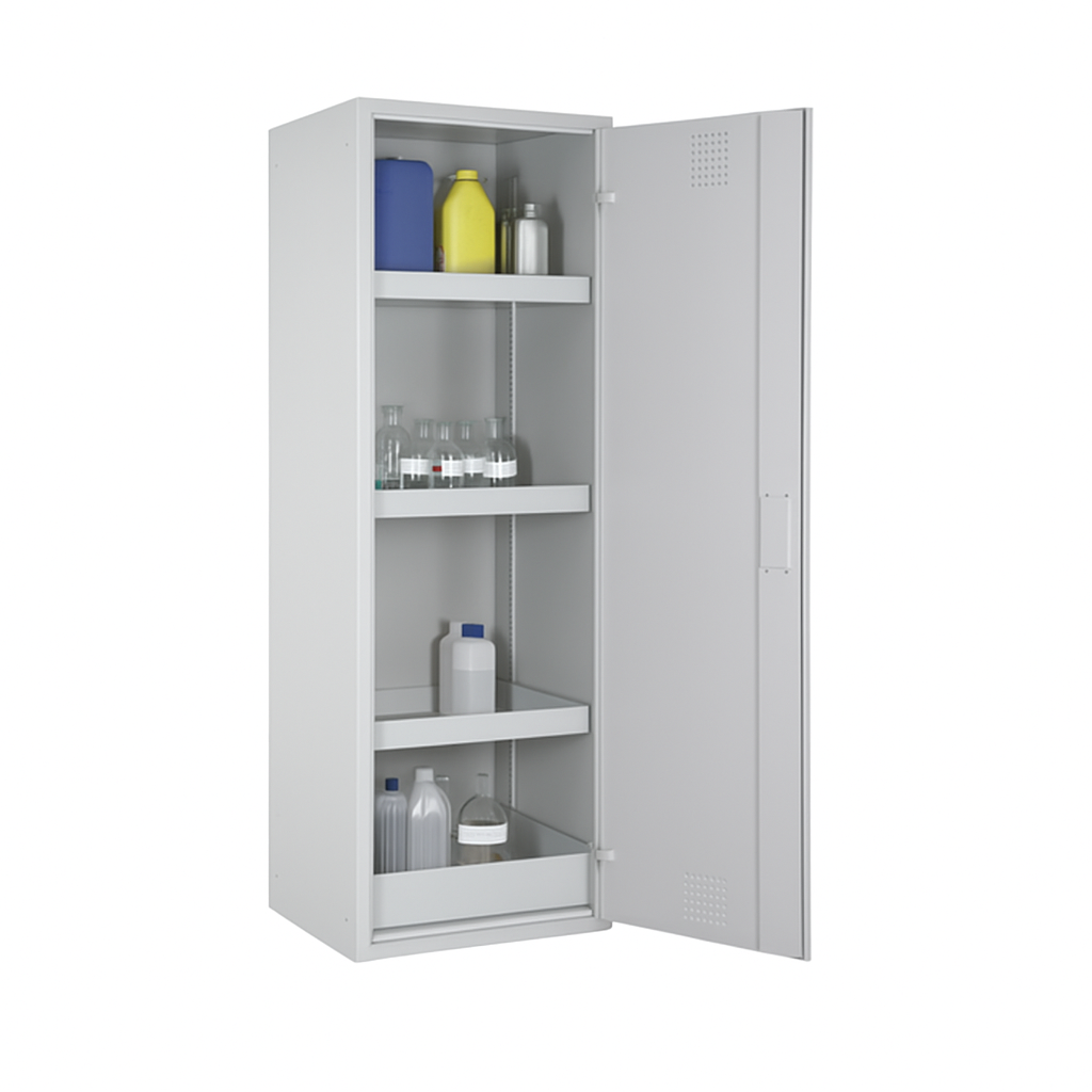 Szafa zabezpieczająca (trujące) Topserw SLIM S, 1-drzwiowa, CLA szare, 3 półki, CHS 600