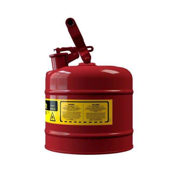 Pojemnik zabezpieczający Justrite stalowy na płyny łatwopalne 7,5 l, Typ I, czerwony