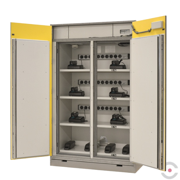 Szafa ognioodporna Topserw BATT-90 XL, ładowanie baterii, 4 półki, 30 gniazd, PREMIUM I/O GGA, 90 min