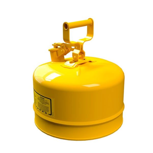 Pojemnik zabezpieczający Justrite stalowy na płyny łatwopalne 9,5 l, Typ I, żółty