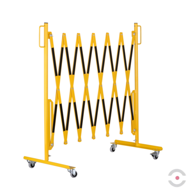 Bariera nożycowa, dł. 3600 mm, kółka, żółty/czarny