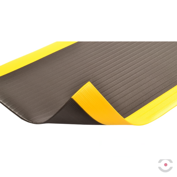 Mata ergonomiczna Notrax, 410 Airug, winyl, rowkowa, 122 cm x 18,3 m, obszar suchy, żółty/czarny