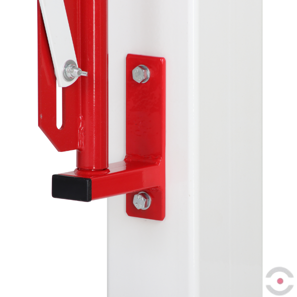 Bariera nożycowa, dł. 4000 mm, ścienna, kółka, czerwony/biały