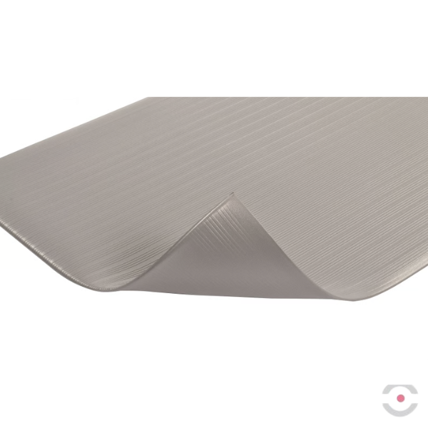 Mata ergonomiczna Notrax, 410 Airug, winyl, rowkowa, 122 cm x 18,3 m, obszar suchy, szary