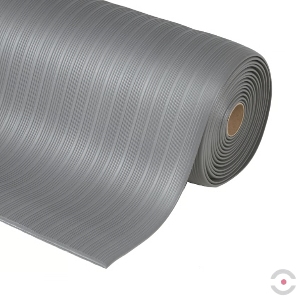 Mata ergonomiczna Notrax, 410 Airug, winyl, rowkowa, 60 cm x 18,3 m, obszar suchy, szary