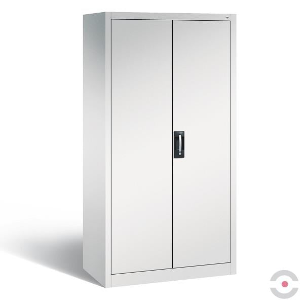 Szafa warsztatowa ze ścianką działową, Seria 89, drzwi dwuskrzydłowe, 2x4 półki, szara