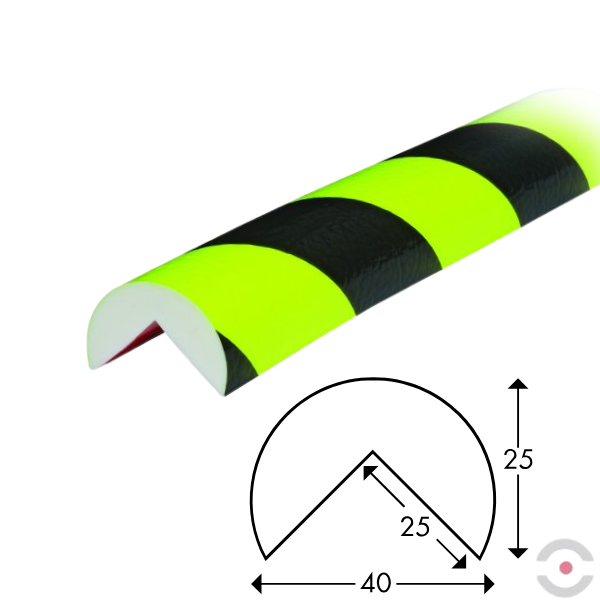 Elastyczny profil ostrzegawczo-ochronny Knuffi, typ A, magnetyczny, neon/czarny, 1000 mm