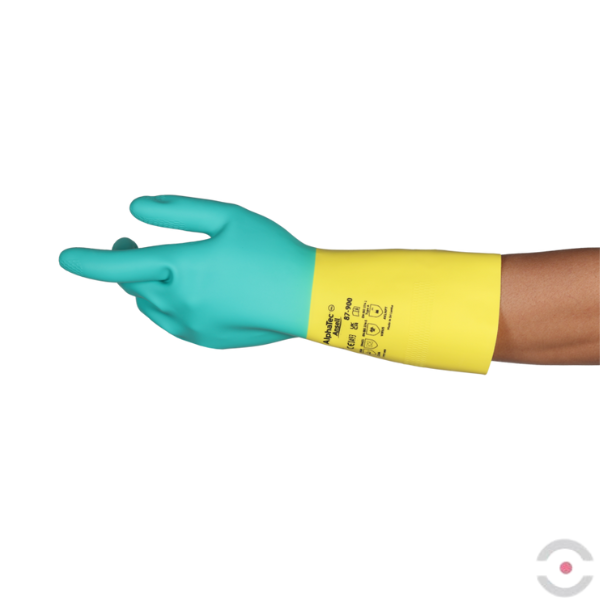 Rękawice przeciwchemiczne Bi-Colour Plus 87-900\Ansell, rozmiar 9, kolor zielony/żółty