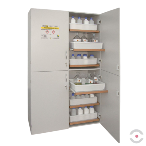 Szafa zabezpieczająca (kwasy, zasady) Topserw MODUS XL, 4 komory, 12 półek wysuwanych, drzwi CLA