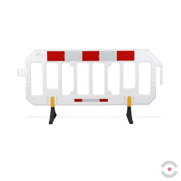 Bariera elementowa, polietylen, obrotowe stopy, folia odblaskowa, biały