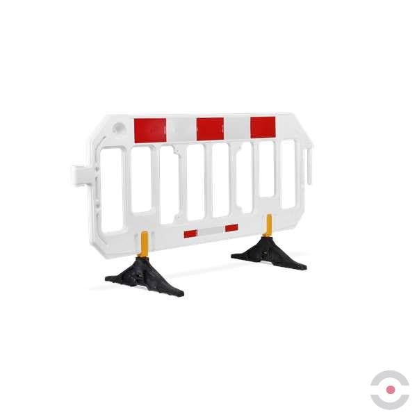 Bariera elementowa, polietylen, obrotowe stopy, folia odblaskowa, biały