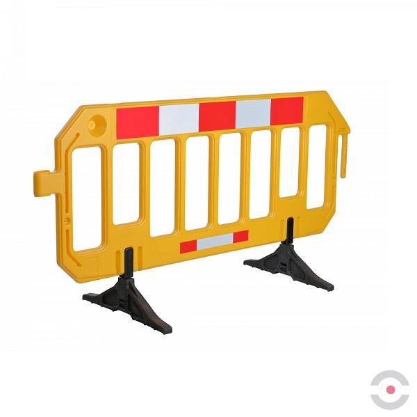 Bariera elementowa, polietylen, obrotowe stopy, folia odblaskowa, żółty