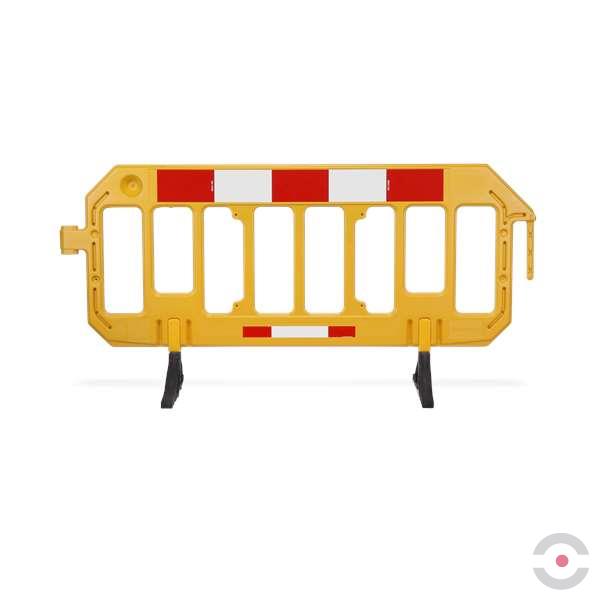 Bariera elementowa, polietylen, obrotowe stopy, folia odblaskowa, żółty