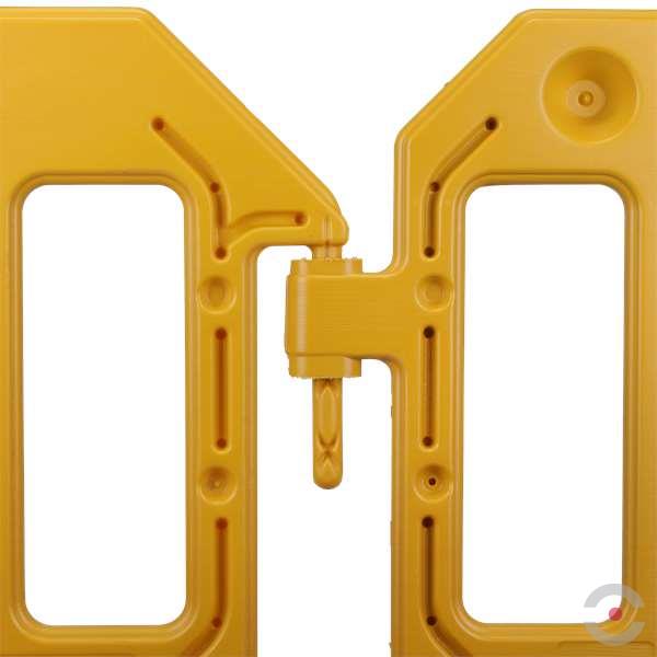 Bariera elementowa, polietylen, obrotowe stopy, folia odblaskowa, żółty