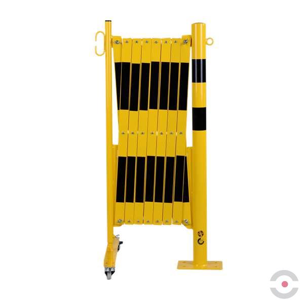 Bariera nożycowa, dł. 4000 mm, słupek śr. 60 mm, kółka, czarny/żółty