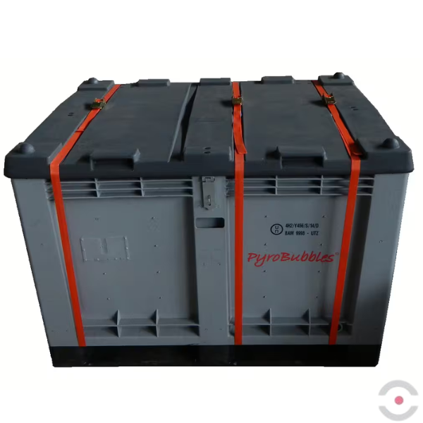 Pojemnik PG2 Advanced, do transportu (ADR), składowania baterii Topserw, 297 l, polietylen, wyjmowany kosz, wypełniacz PyroBubbles