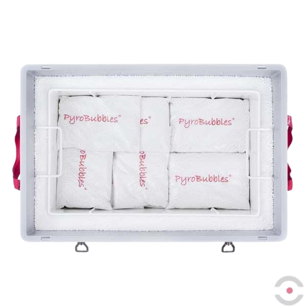 Plastikowy pojemnik transportowy Premium S-BOX High, 48 l, stały kosz, 55*wypełniacz + 7kg PyroBubbles