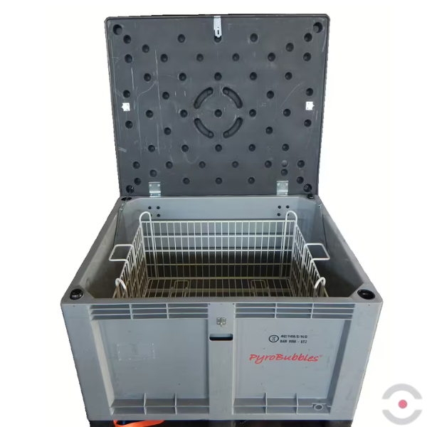 Plastikowy pojemnik transportowy Advanced M-BOX, 207 l, wyjmowany kosz, 12*worek wypełniacza PyroBubbles