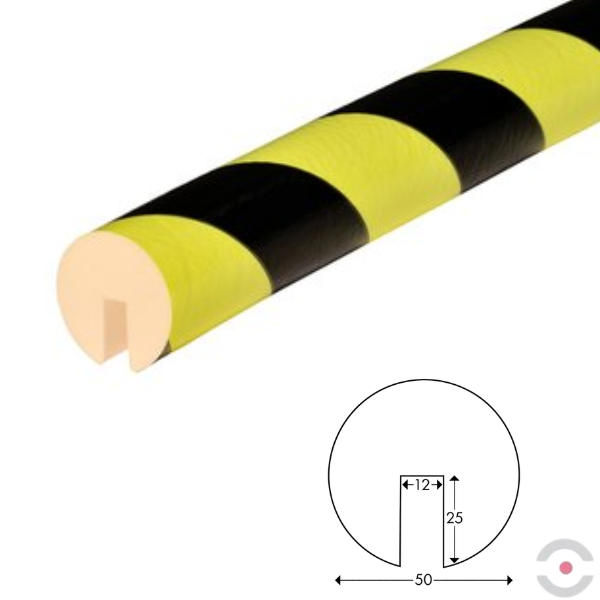 Elastyczny profil ostrzegawczo-ochronny Knuffi, typ B+, neon/czarny, 1000 mm