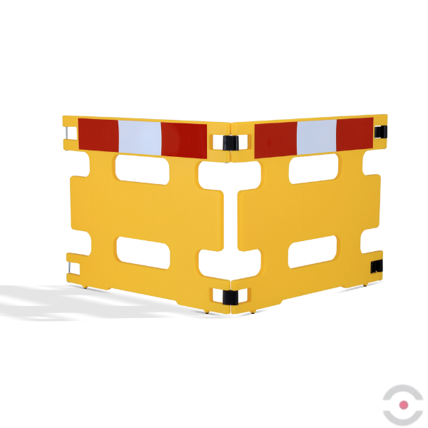 Bariera elmentowa 2-częściowa, składana, polietylen, folia odblaskowa, żółta