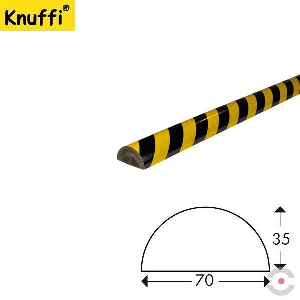 Elastyczny profil ostrzegawczo-ochronny Knuffi, typ C+, żółty/czarny, odblaskowy, 1000 mm