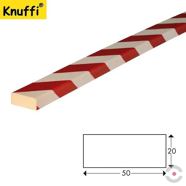 Elastyczny profil ostrzegawczo-ochronny Knuffi, typ D, biały/czerwony, 50 m