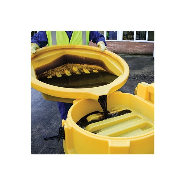 Lejek zamykany polietylenowy Topserw do beczek 200 l, żółty, DRUM FUNNEL