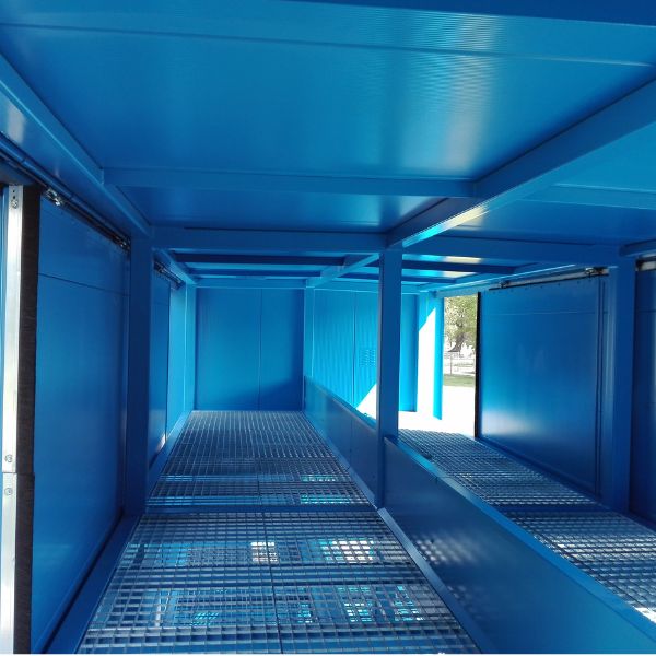 Magazyn substancji niebezpiecznych izolowany Topserw, WSC 2 poziomy, 12*1000 l KTC/IBC, 1*drzwi dwuskrzydłowe, dwustronny, jednomodułowy