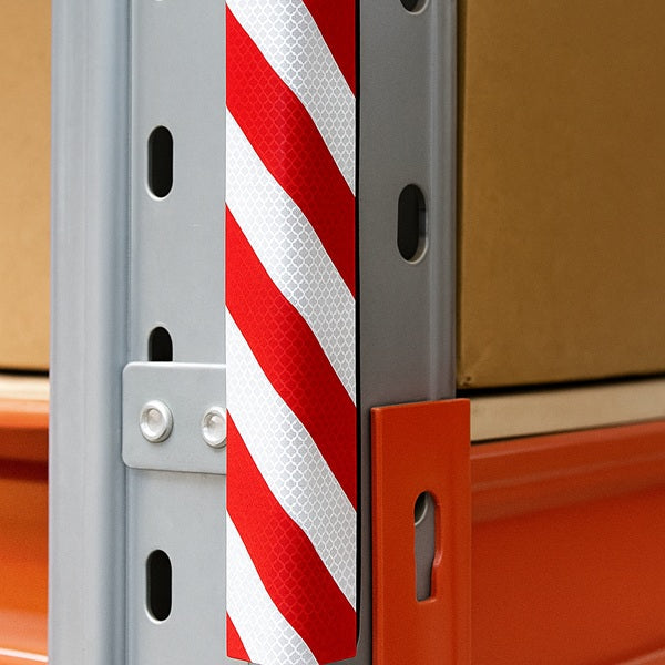 Elastyczny profil ostrzegawczo-ochronny Knuffi, typ H+, biały/czerwony, odblaskowy, 1000 mm