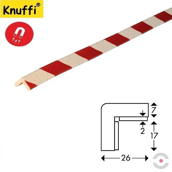Elastyczny profil ostrzegawczo-ochronny Knuffi, typ E, magnetyczny, biały/czerwony, 1000 mm