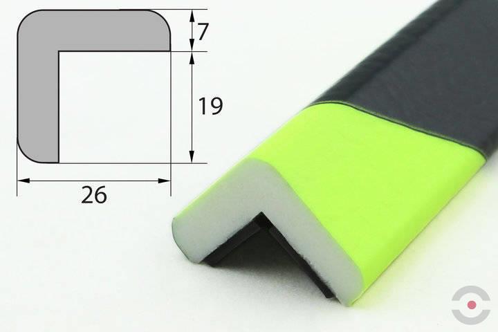 Elastyczny magnetyczny profil ostrzegawczo-ochronny typ E, czarny odblaskowy, 1000 mm